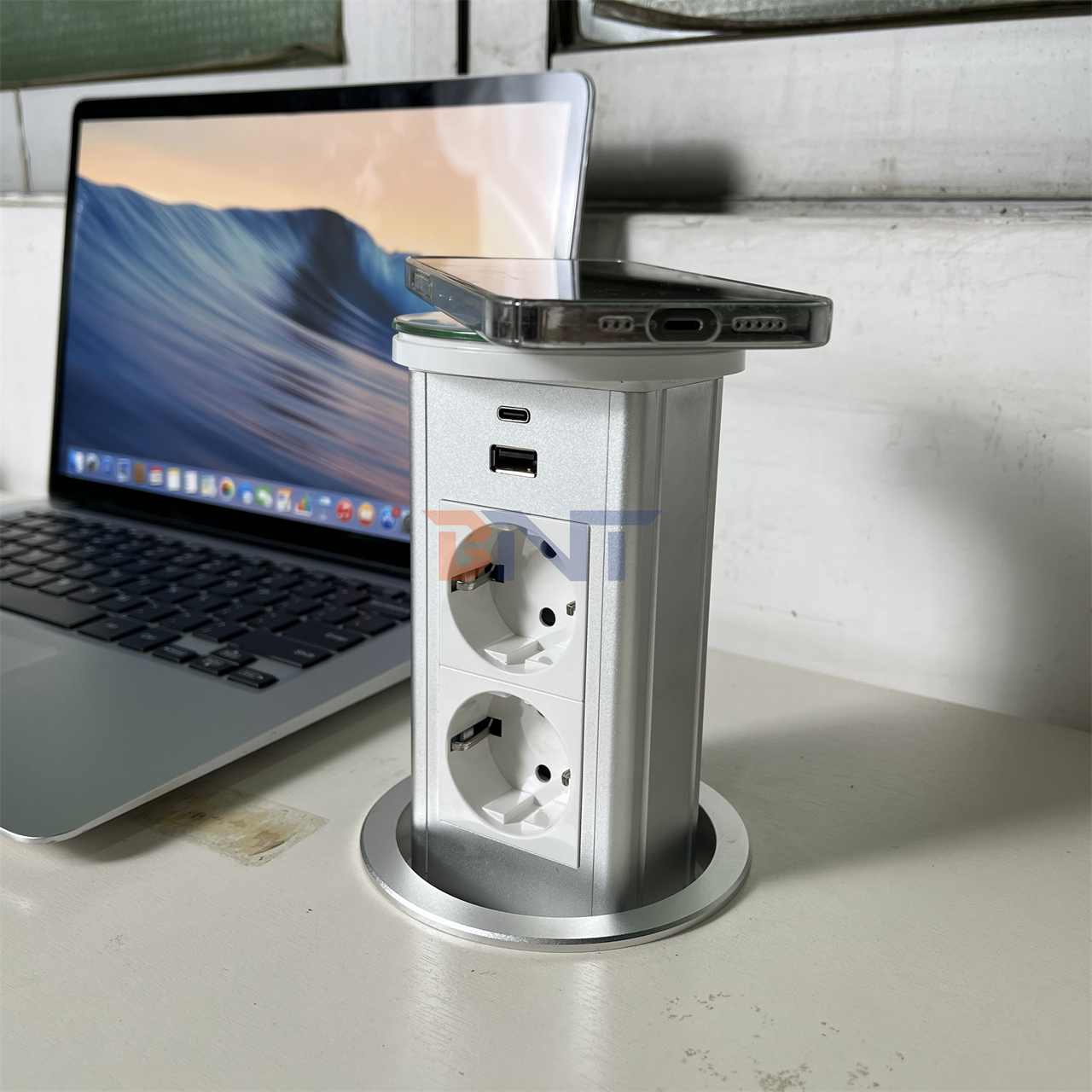 OEM/ODM Recessed Tabletop Pop Up Socket with 2 AC Outlets and USB Ports Concealed Power Socket Outlet for Office Desk