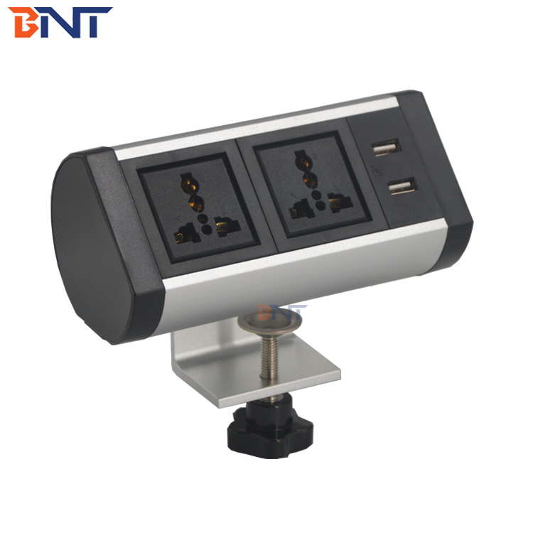 OEM/ODM Clamp on Conference Table Universal UK EU US Sockets For Choices Black Multi Socket Electrical table Sockets