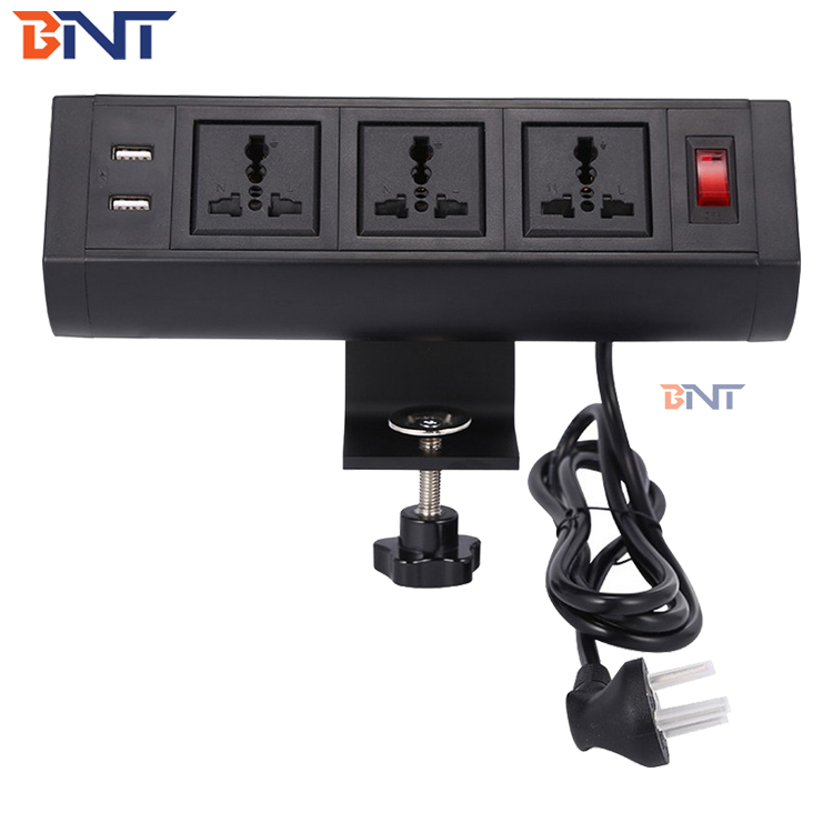 OEM/ODM desktop Office Clamp on Table USB Charger Power Socket Edge Mounted Plug for Office Furniture