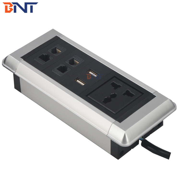 OEM/ODM BNT Used Power Strip for Furniture Table USB and RJ45 Network with Power Outlet 10A 125V ABS and Plastic Materials