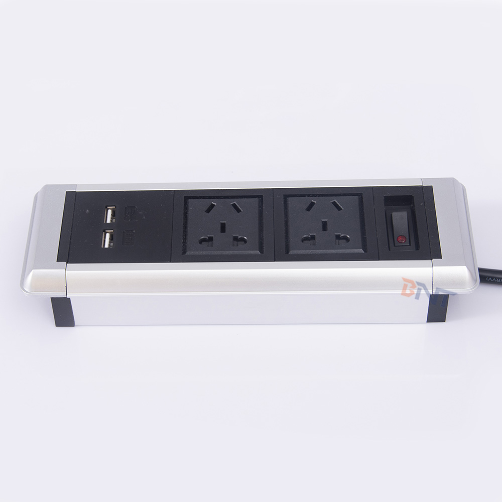 OEM/ODM  office equipment horizontal smart office use power socket connector mounted on partition cable cubby box with EU power