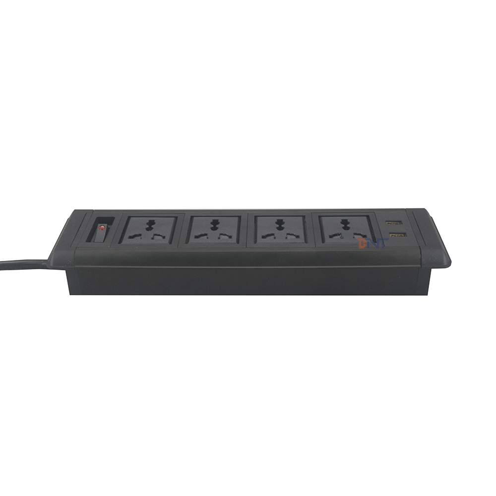 OEM/ODM BNT Used Power Strip for Furniture Table 10A 125V ABS Plastic Materials with 2 USB Output Ports RJ45 Network UK US Plug Standard